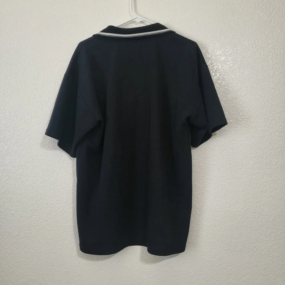 Vintage Men's Nike Embroidered Big Swoosh Polo Black‎ Shirt 90s Short Sleeves
